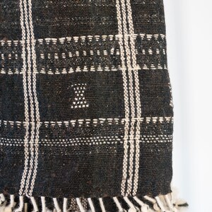 ARAV Black Stripe Indian Wool Throw Blanket Bhujodi Blanket Rustic Farmhouse Modern Cottage Living Room Décor Earthy Handwoven image 4