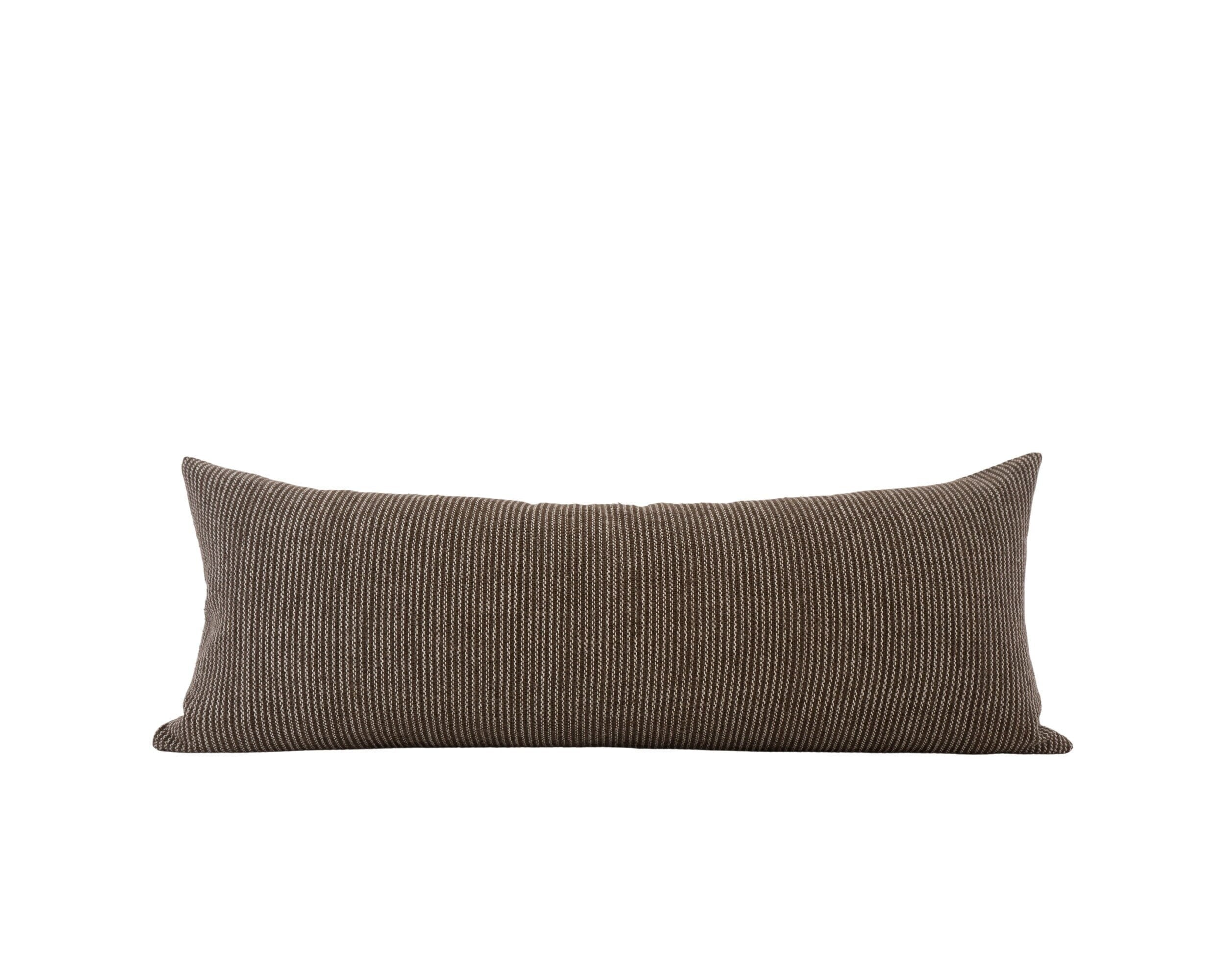 PHOENIX || 14x36 Brown Long Lumbar Pillow Cover Brown Stripe