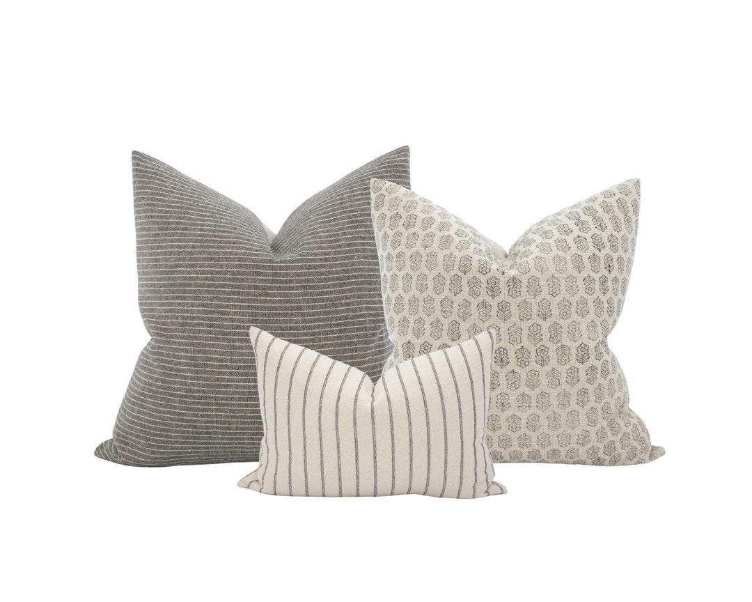 Neutral Grey Pillow Cover Combo Grey Sofa Pillows Neutral Pillow Cover