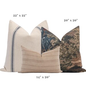 Blue and Brown Pillow Cover Set, Coastal Pillow Set, Cottage Pillow Set, Neutral Pillow Combo, Tapestry Pillow, Sectional Pillow Combo image 2