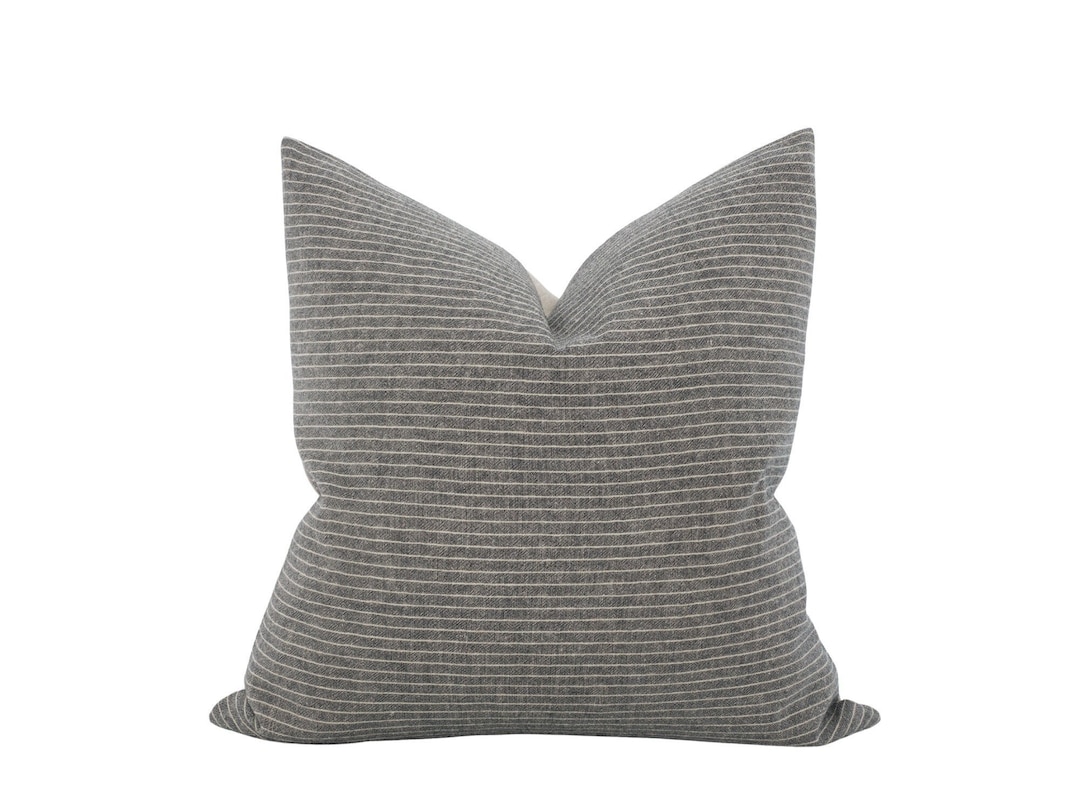 MAX Grey Stripe Pillow Cover Gray Stripe Pillow Neutral Gray Pillow