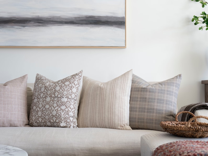 HALEY Beige Brown Floral Pillow Cover Beige Floral Pillow Etsy