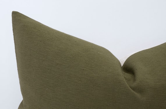 Moss Green Pillow, Stripes, Modern Boho | Hofdeco