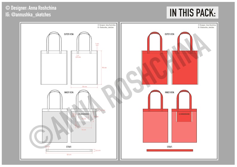 eco-bag, tote bag Adobe Illustrator template for branding and merchandising style 1 Fashion design vector shopper textile bag