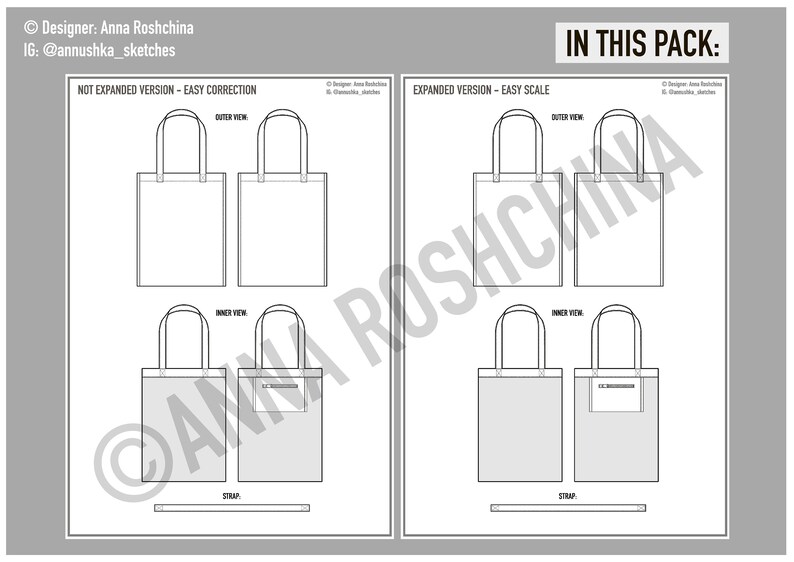 eco-bag, tote bag Adobe Illustrator template for branding and merchandising style 1 Fashion design vector shopper textile bag