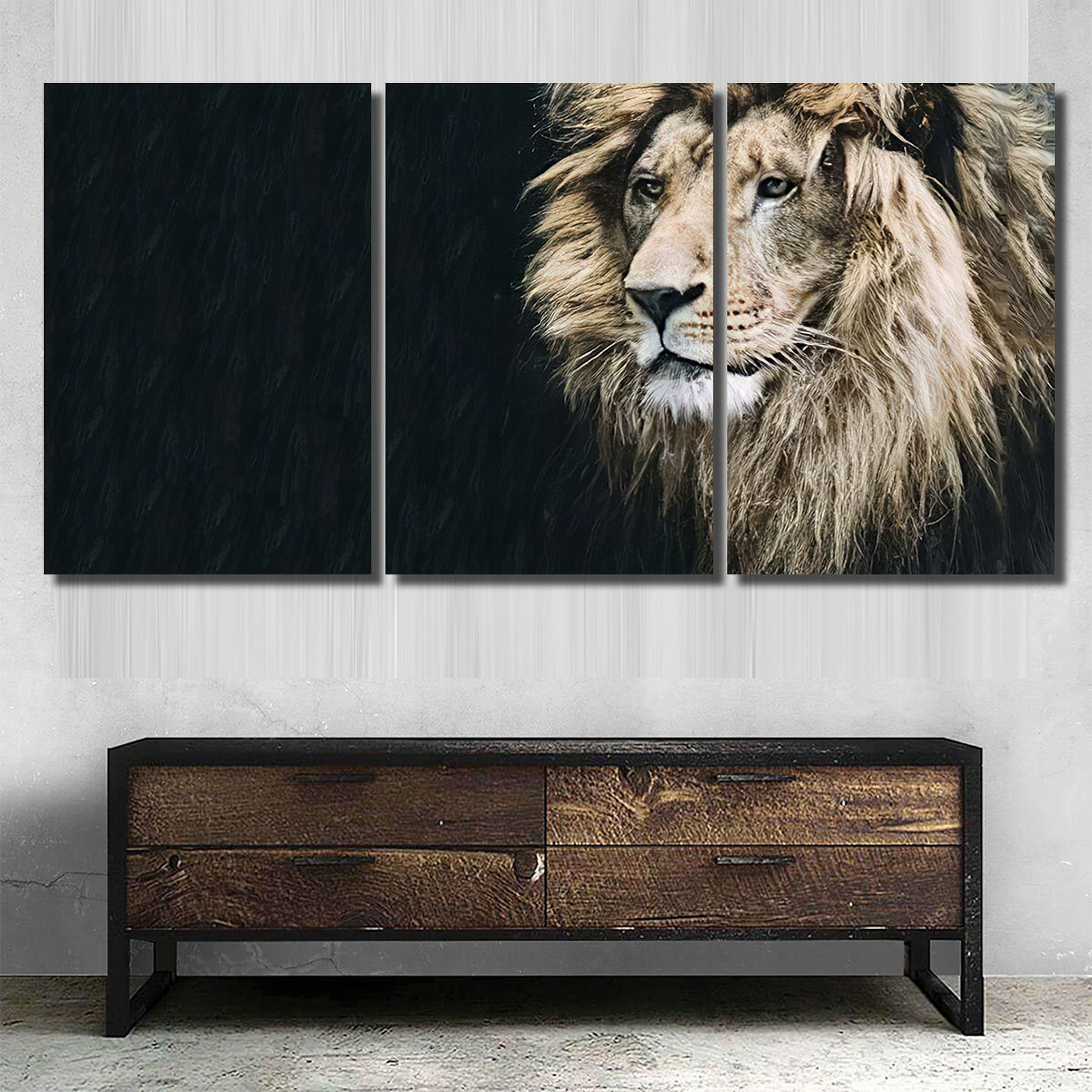 Large Lion Animals Canvas Wall Art 3 5 Piece Panel Canvas Etsy