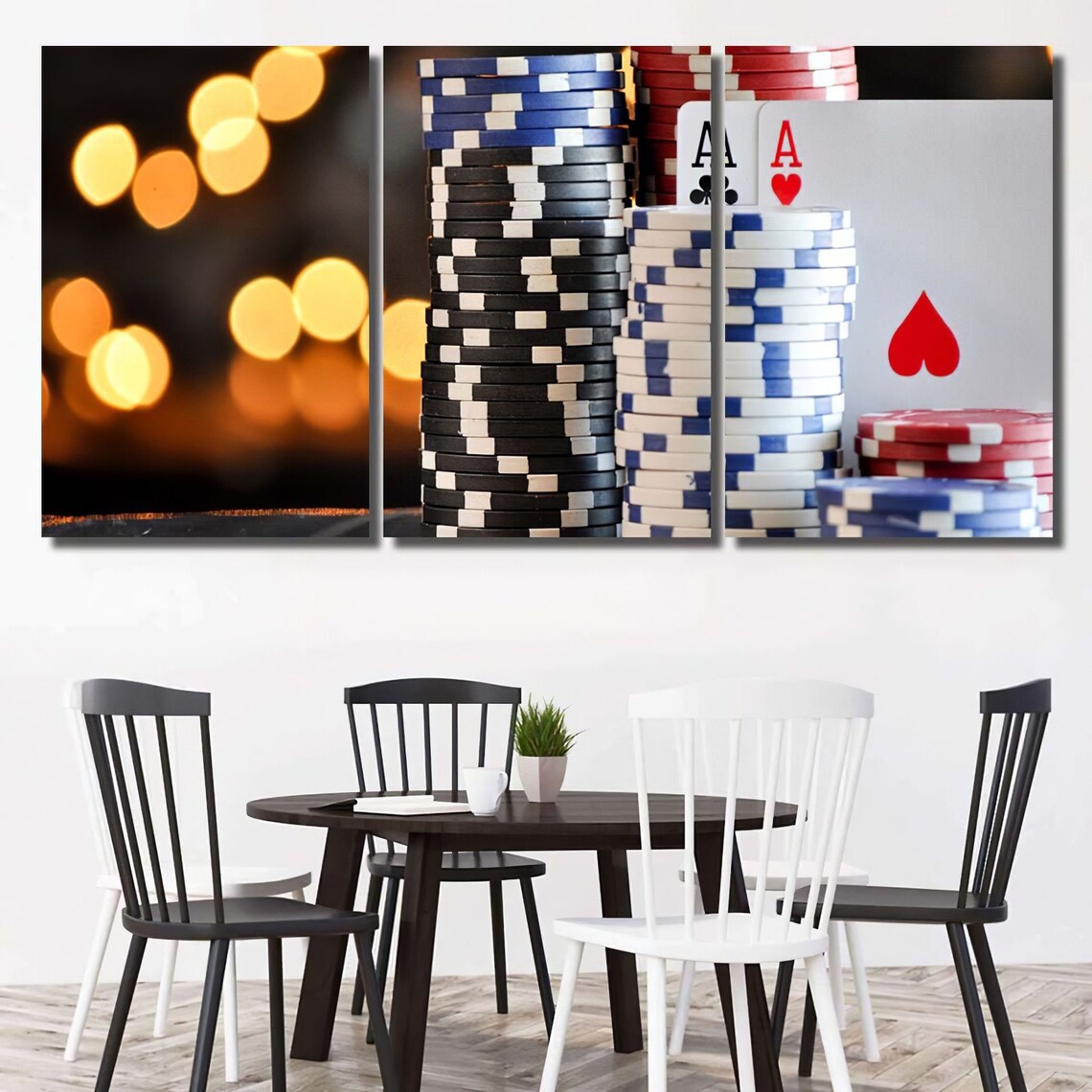 Poker Chips Gaming Canvas Art Wall Decor 3 5 Piece Panel Etsy