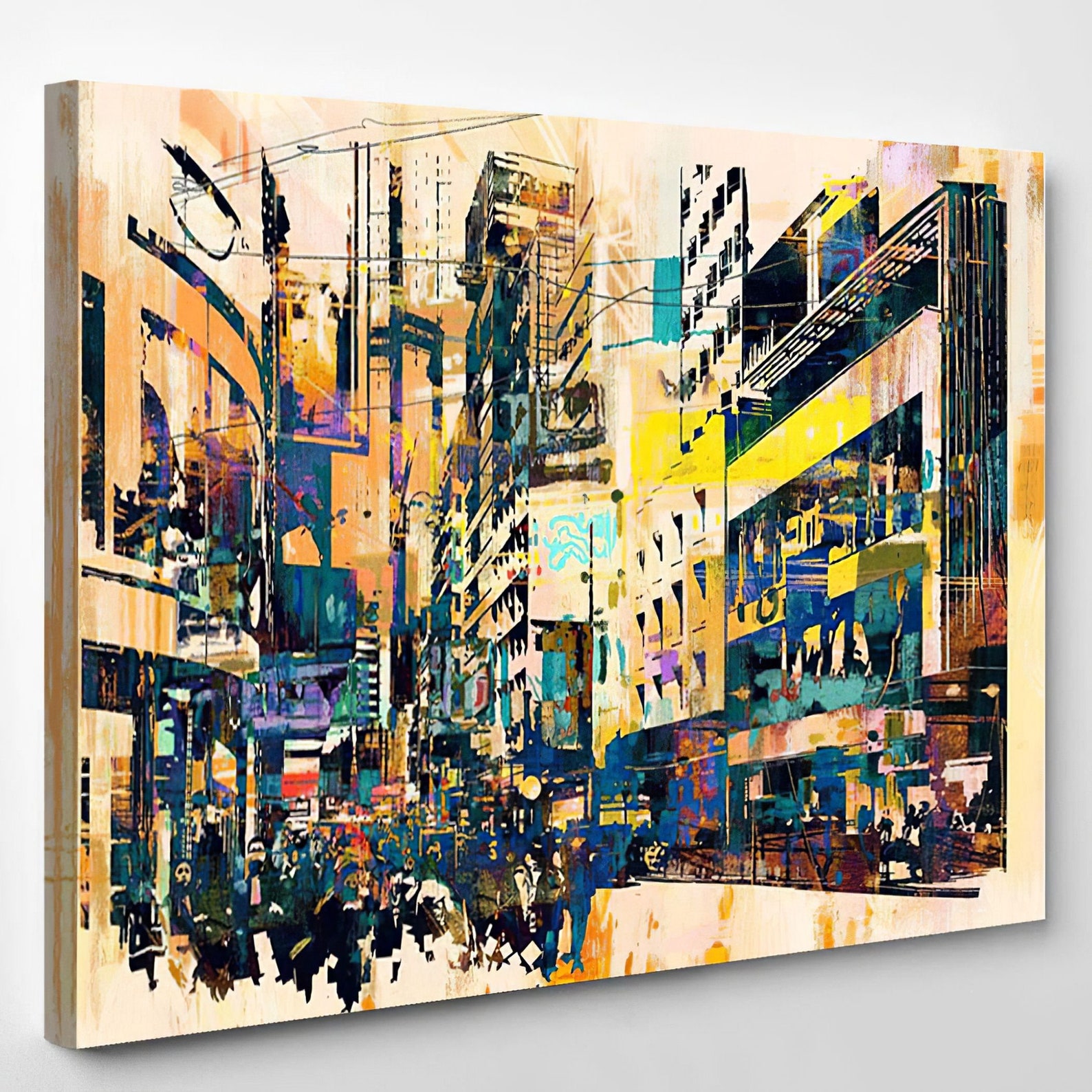 Watercolor City Abstract Canvas Art Wall Decor 3 5 Piece Etsy