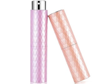 6 colors - Diamond Cut PRETTY Refillable Perfume/Essential Oil Bottle Atomizer - Mini Pocket/Travel Size - 8ml/ 104 Sprays