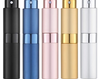 5 colors - Refillable Perfume/Essential Oil Bottle Atomizer - Mini Pocket/Travel Size - 8ml/ 104 Sprays