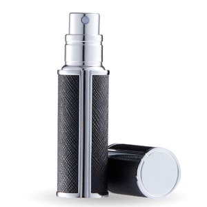 10 colors Unisex Refillable Leather Perfume/Cologne/Aftershave Bottle Atomizer Mini Pocket/Travel Size men and women 5ml/65 Sprays Black/Silver