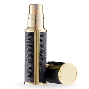 10 colors Unisex Refillable Leather Perfume/Cologne/Aftershave Bottle Atomizer Mini Pocket/Travel Size men and women 5ml/65 Sprays Black/Gold