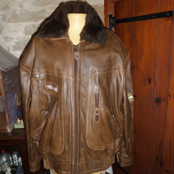 Bomber Leather Jacket Coat men, veste cuir vintage homme, Blouson vintage en cuir style aviateur