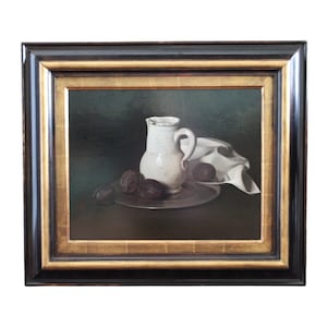 Vintage Realist Still Life oil painting by Belgian artist Hendrick Brandtsoen Still Life Oil Painting Fruit & Jug Original oil Painting