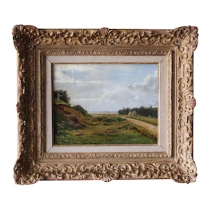 Antique French landscape oil painting painting, 1800's oil painting, 19th Century antique landscape & coastal oil painting
