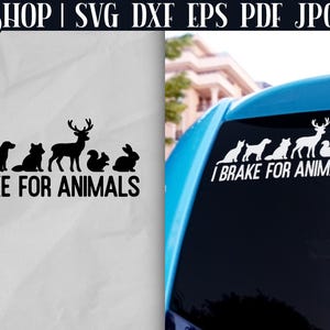 I Brake For Animals - Car Decal SVG Bundle | Bumper Sticker Svg | Car Sticker Svg | Car Window Decals Svg