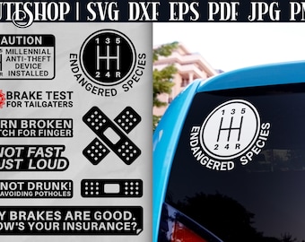 Funny Car Decals SVG Bundle – 12 Funny Car Stickers | Cricut & Silhouette Cut Files | Vinyl Decal Designs, Funny Bumper Stickers SVG