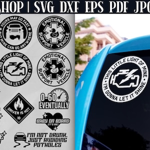 13 Funny Car Decals SVG Bundle - Funny Car Stickers | Bumper Sticker SVG | Car Sticker SVG | Fuel Gauge Svg | Car Window Decals Svg