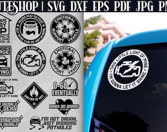 13 Funny Car Decals SVG Bundle - Funny Car Stickers | Bumper Sticker SVG | Car Sticker SVG | Fuel Gauge Svg | Car Window Decals Svg