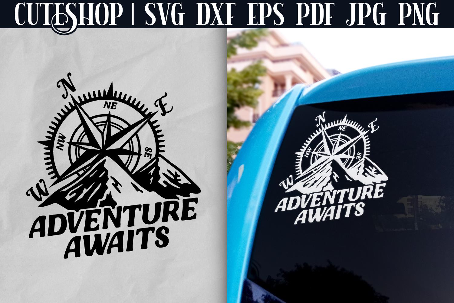 Adventure Awaits SVG - Car Decal SVG | Bumper Sticker SVG | Car Sticker ...