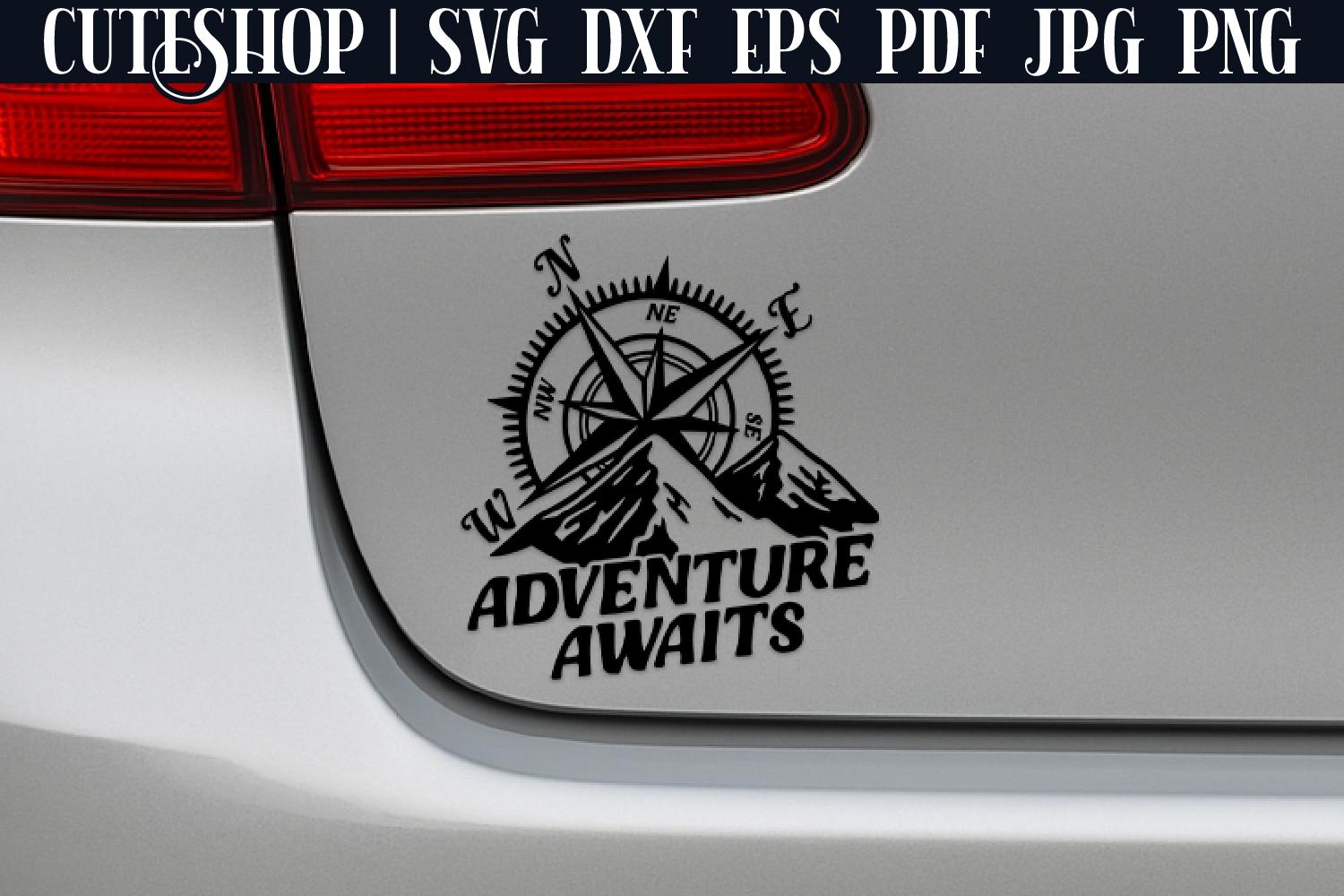 Adventure Awaits SVG - Car Decal SVG | Bumper Sticker SVG | Car Sticker ...