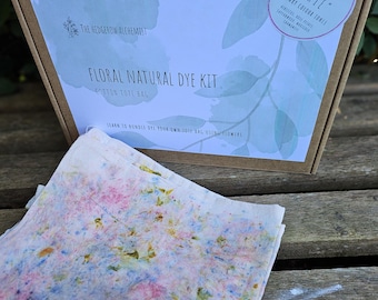 Kit de tinte floral natural: Bolsa de algodón rosa, manualidad DIY