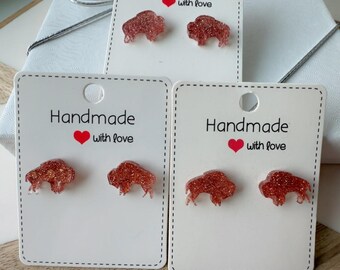 Copper Glitter Buffalo Earring Studs