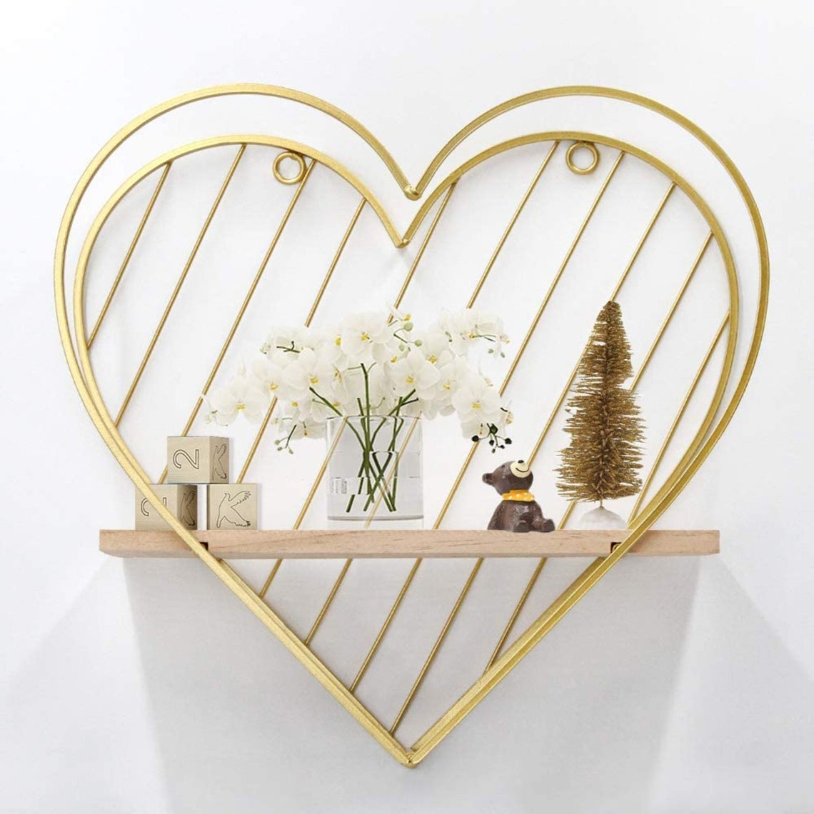 Wall Shelf Metal Lovely Heart Floating Shelves Cute Modern Etsy