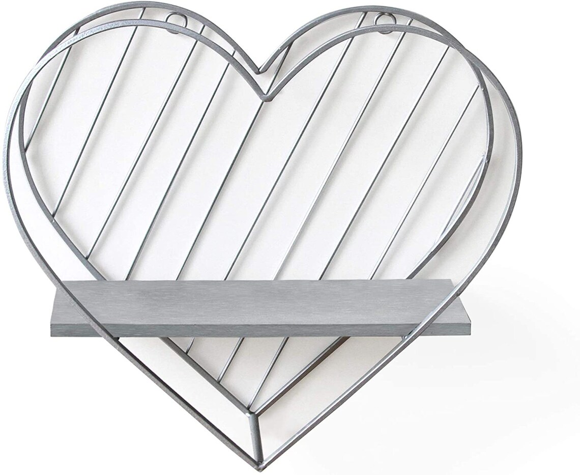 Wall Shelf Metal Lovely Heart Floating Shelves Cute Modern Etsy