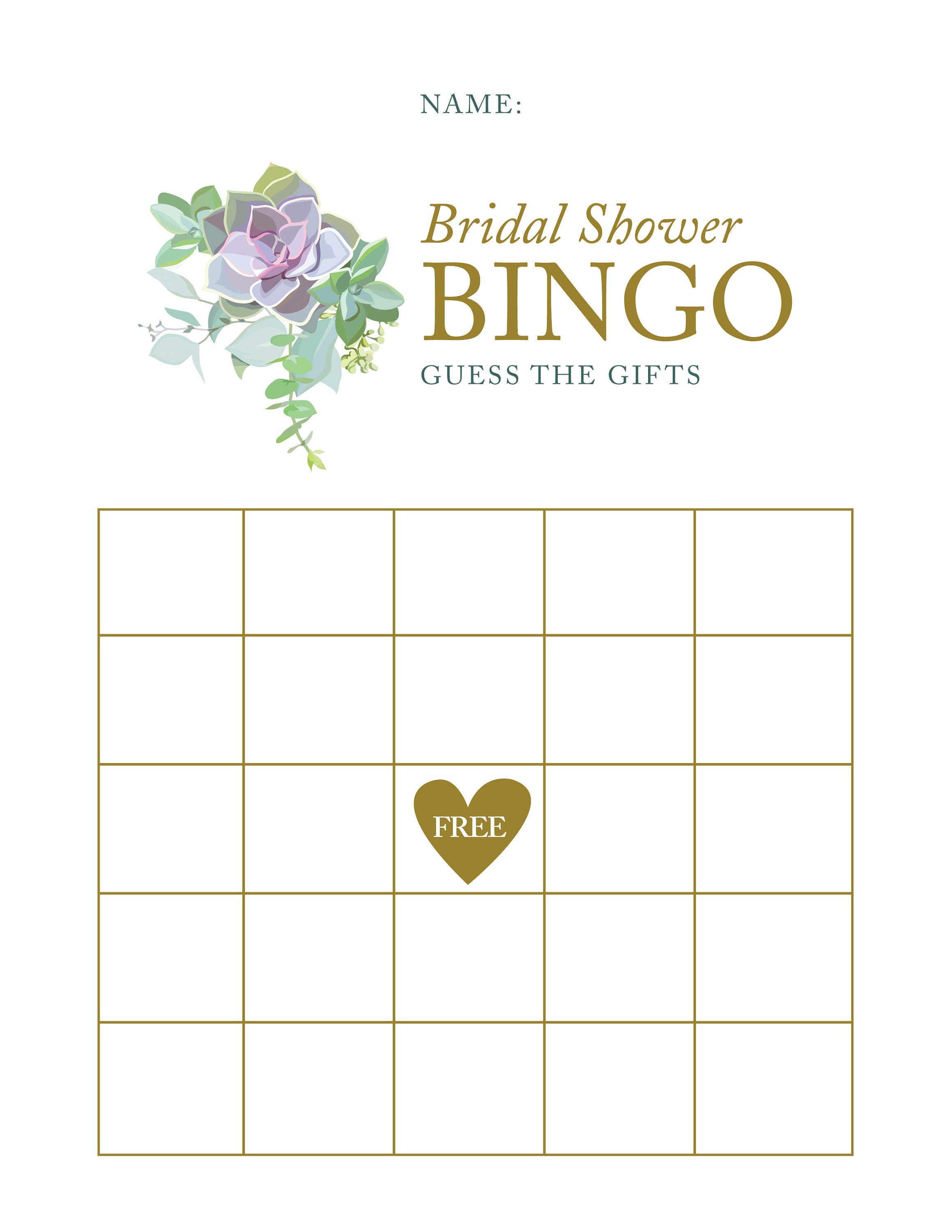 Bridal Shower Bingo, Printable Sheets - Etsy