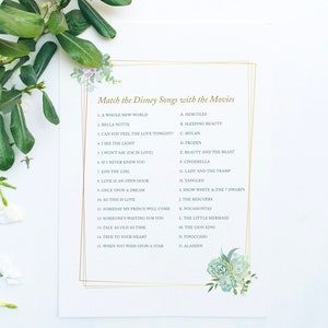 Disney Love Song Matching Game for Bridal Shower, Printable - Etsy