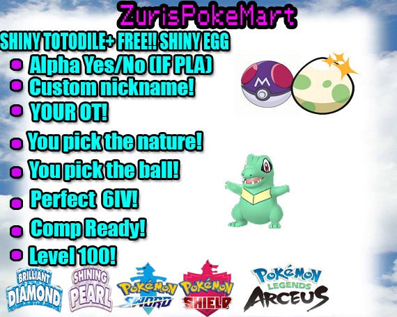 Shiny Totodile 6iv Legit Fast Pokemon Brilliant Etsy