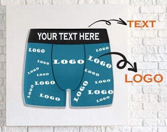 Custom Logo Boxer Briefs For Boyfriend Husband | Personalized Text Underwear With Waistband | Anniversary Birthday Father's Gift For Dad