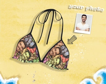 Custom Face Women's Bikini Top |Personalized Funny Swimsuit Photo Design | Birthday Gift For Her Girlfriend Wife Mummy |  Swimwear Bottoms