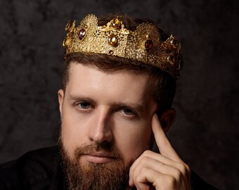 Brown Crystal Crown Gold Crown King Crown Male Crown Metal Crown Prence Crown Baroque Crown