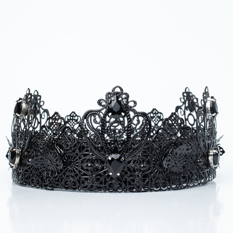 Black Crystal Crown Black Mens Crown Male Crown Gothic Halo Etsy