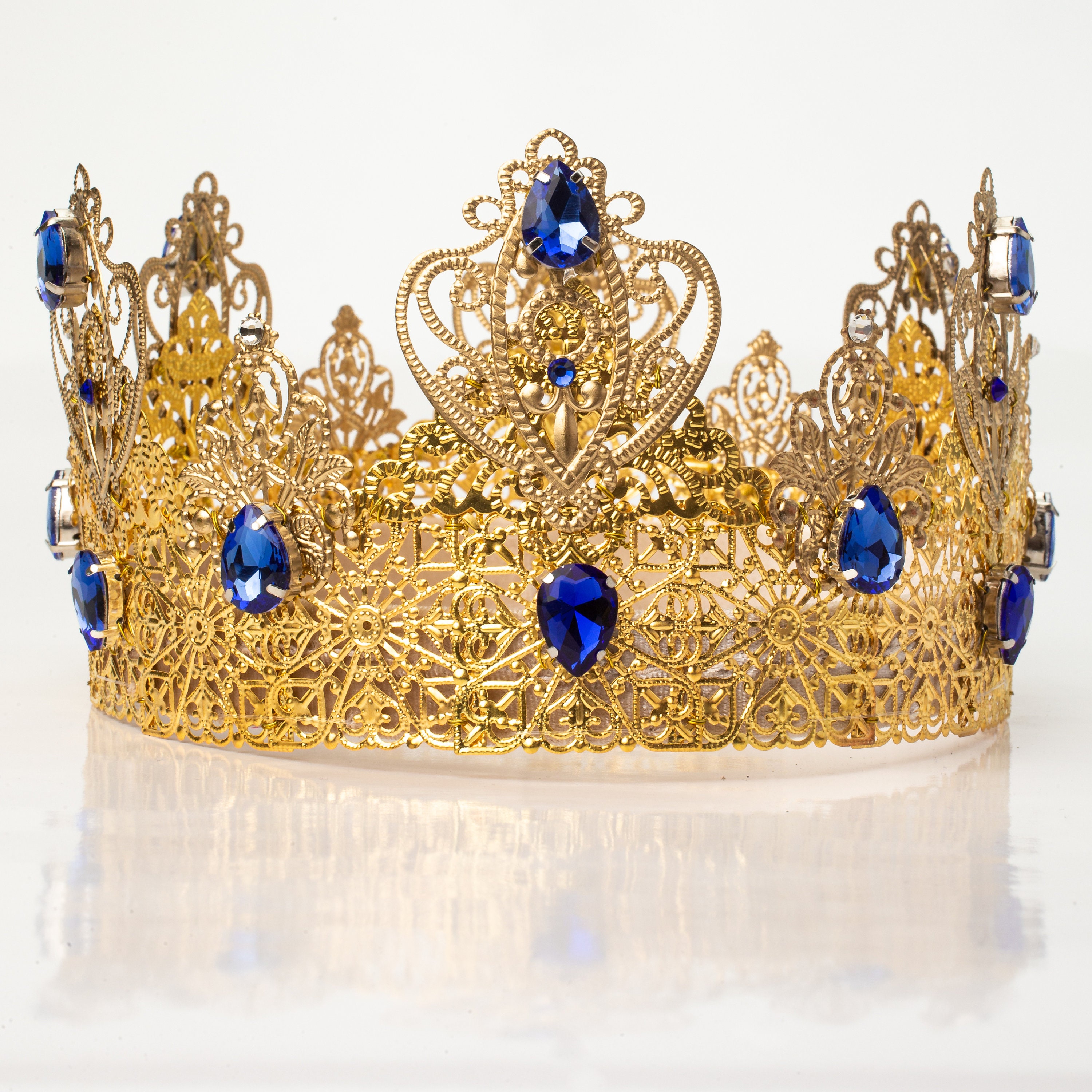 Gold Sapphire Mens Crown Wedding Mens Crown King Crown - Etsy
