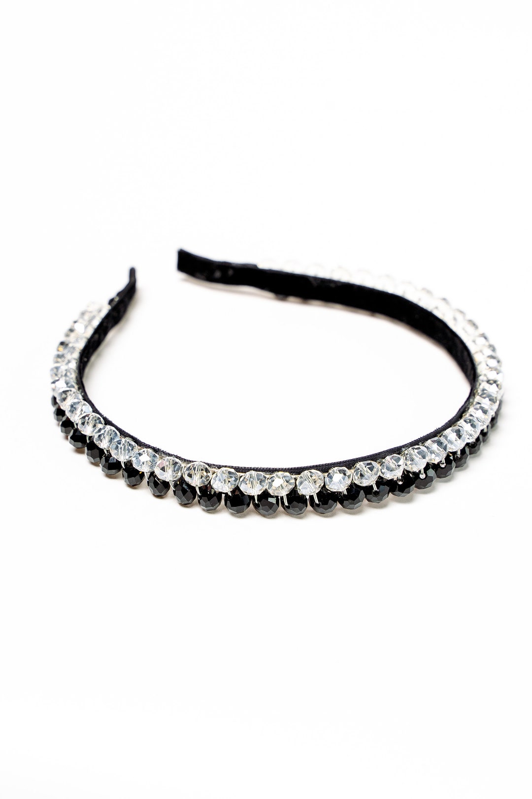 White and Black Headband, Pearls Headband Etsy