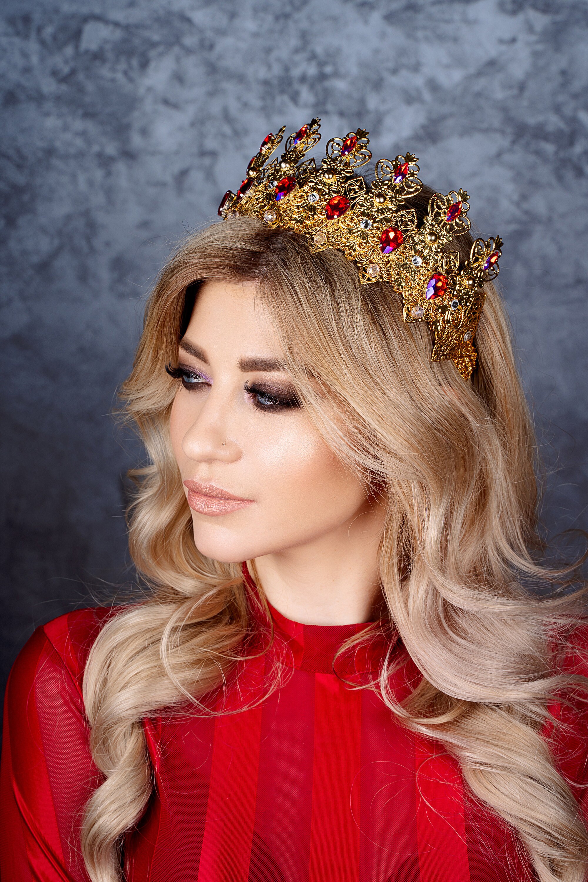 Crystal Gold Tiara Queen Tiara Wedding Tiara Hight Tiara Etsy