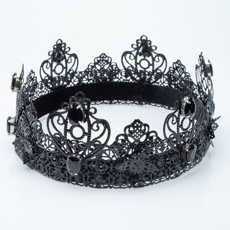 Black Crystal Crown Black Mens Crown Male Crown Gothic Halo Etsy