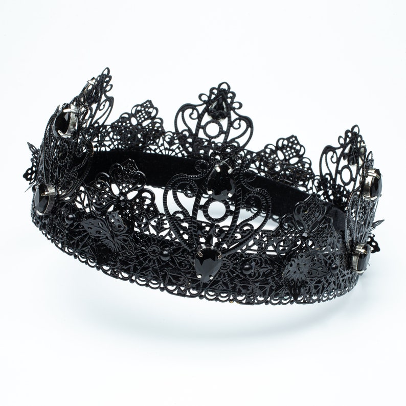 Black Crystal Crown Black Mens Crown Male Crown Gothic Halo Etsy