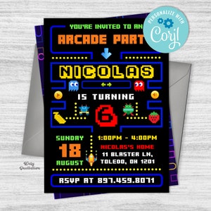 Arcade Invite, Arcade Birthday Invitation, Arcade Party Invite, Gamer Birthday Invitation, Arcade Party, Gaming Party Invite, Retro Arcade