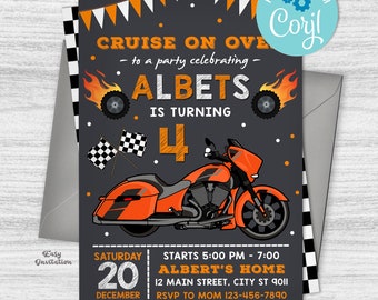 Motorcycle Birthday Invitation, Self Editable, Motorcycle Party, Motorcycle Birthday, Motorcycle Bday Invite, Motorcycle Digital Invitation