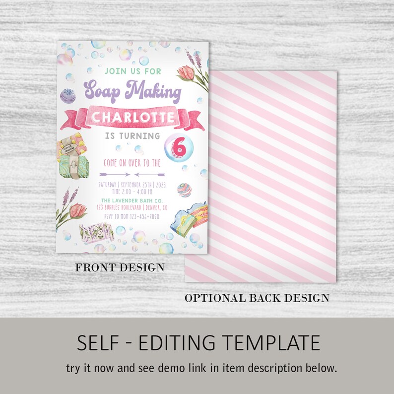 Soap Making Party Invitation, Pastel Party, Soap Making Birthday