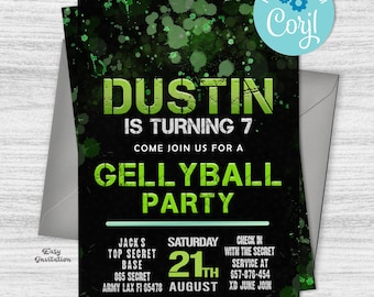 Gelly Ball Invitation, Gellyball Birthday Party Invitation, Gellyball Party, Gellyball Party Invitation, Jelly Ball Party Invitation