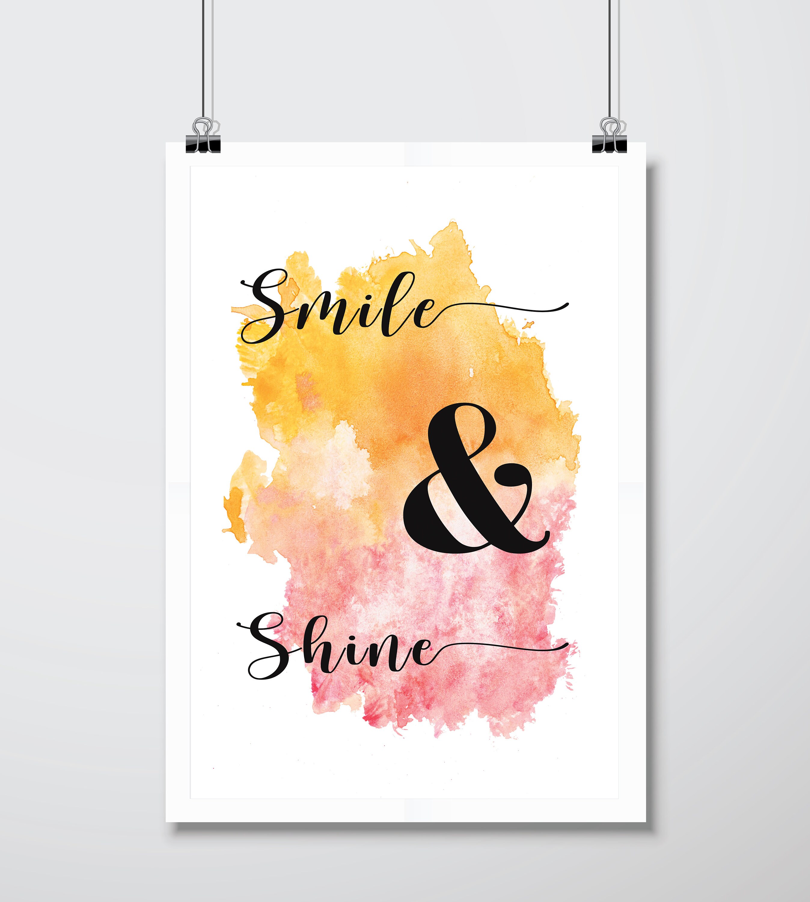Smile-Shine printable Feel good Quote Watercolor digital ... Smile-Shine printable Feel good Quote Watercolor digital ...