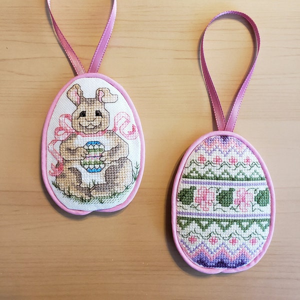 Finished cross stitch ornament - Easter - Easter Bunny or Easter Egg