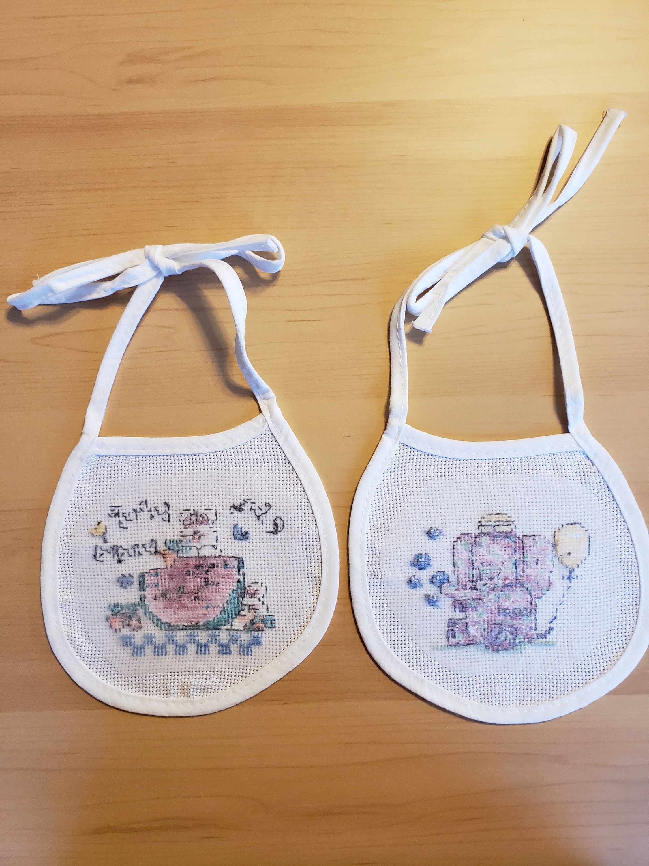 Counted Cross Stitch Baby Bib Purple Elephant or Hungry Etsy