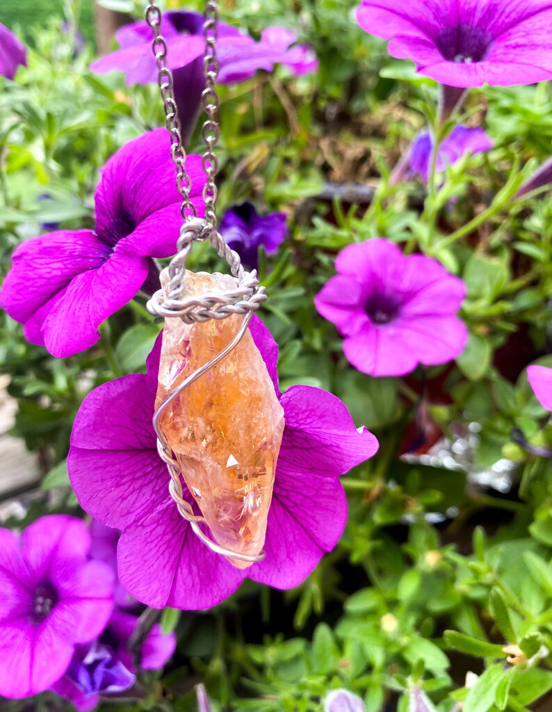 Natural citrine crystal necklace Clearance