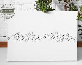 Growth Is Not Linear Digital Print | Therapy, Counsellor, Psychologist | Office Decor | Well-being Poster | Home Wall Art | Mental Health